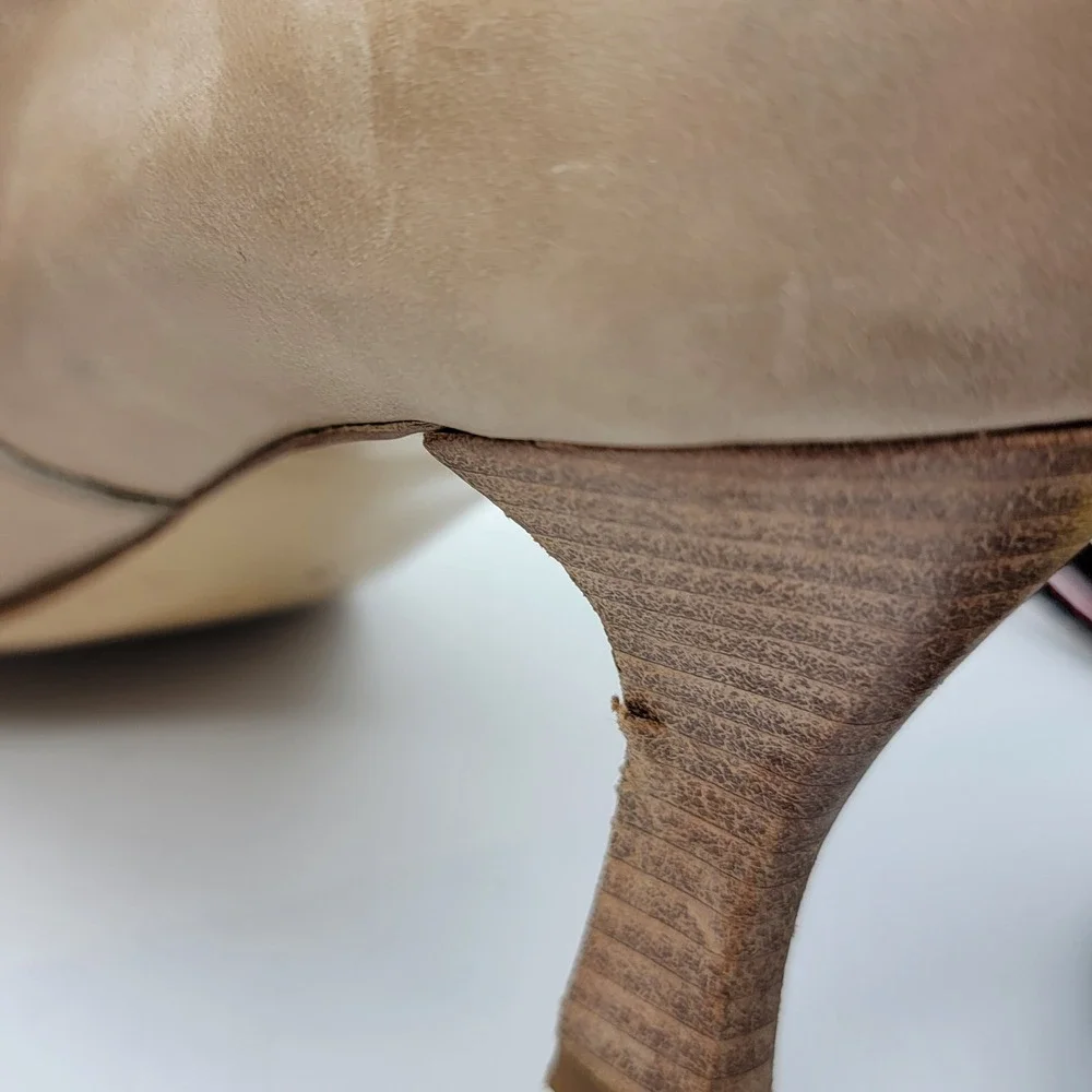 Aquatalia‎ Marvin K Beige Leather Studded Peep Toe Ankle Boots Made in Italy 8
